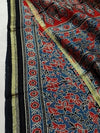 Indiehaat | Chanderi Silk Ajrakh Print Saree Multicolor