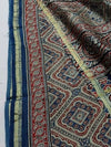 Indiehaat | Chanderi Silk Ajrakh Print Saree Multicolor