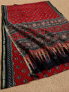 Indiehaat | Chanderi Silk Ajrakh Print Saree Red