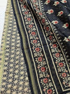 Indiehaat | Chanderi Silk Ajrakh Print Saree Black