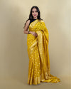 Indiehaat | Banarasi Georgette Silk Saree Yellow