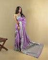 Indiehaat | Banarasi Georgette Silk Saree Purple