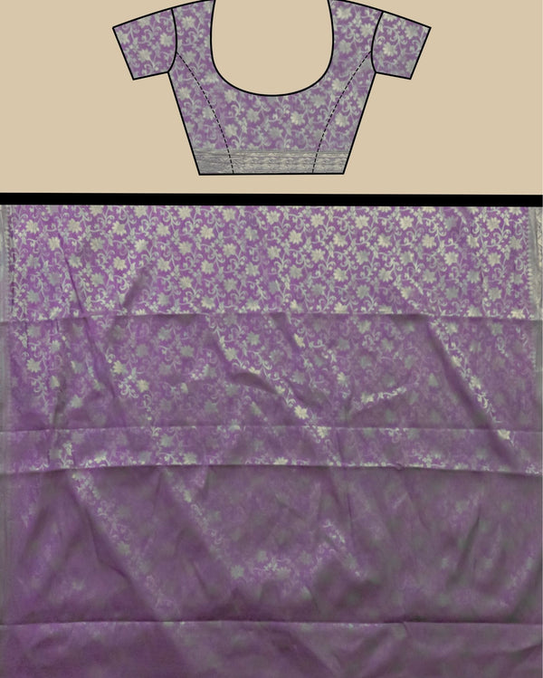 Indiehaat | Banarasi Georgette Silk Saree Purple