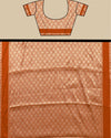 Indiehaat | Banarasi Georgette Silk Saree Orange