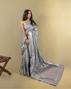 Indiehaat | Banarasi Georgette Silk Saree Gray