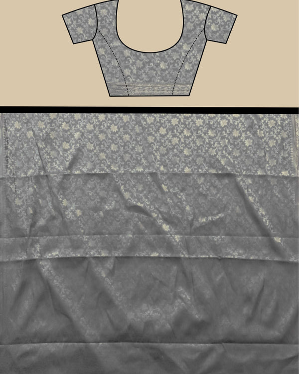 Indiehaat | Banarasi Georgette Silk Saree Gray