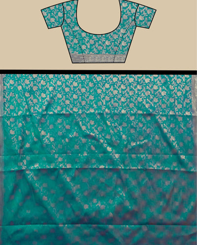 Indiehaat | Banarasi Georgette Silk Saree Blue