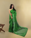 Indiehaat | Banarasi Georgette Silk Saree Green