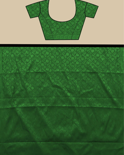 Indiehaat | Banarasi Georgette Silk Saree Green