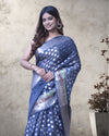 Indiehaat | Banarasi Georgette Silk Saree Gray
