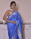 Indiehaat | Banarasi Georgette Silk Saree Blue