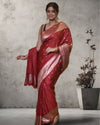 Indiehaat | Banarasi Masharoo Silk Saree Red