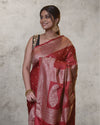 Indiehaat | Banarasi Masharoo Silk Saree Red