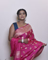 Indiehaat | Banarasi Masharoo Silk Saree Pink