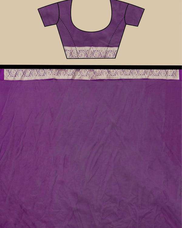 Indiehaat | Banarasi Brocade Organza Silk Saree Purple