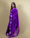 Indiehaat | Banarasi Brocade Raw Mango Silk Saree Purple