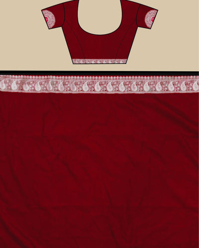 Indiehaat | Banarasi Brocade Raw Mango Silk Saree Maroon