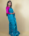 Indiehaat | Banarasi Brocade Raw Mango Silk Saree Blue