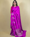 Indiehaat | Banarasi Brocade Raw Mango Silk Saree Purple