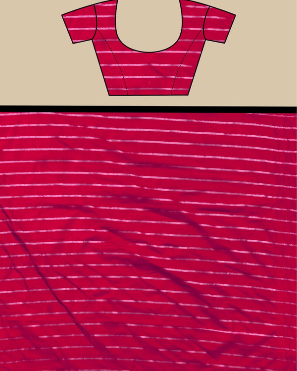 Indiehaat | Banarasi Brocade Raw Mango Silk Saree Red