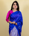 Indiehaat | Banarasi Brocade Raw Mango Silk Saree Violet