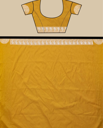 Indiehaat | Banarasi Brocade Raw Mango Silk Saree Yellow
