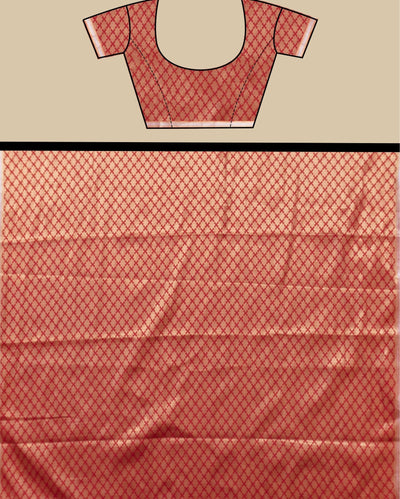 Indiehaat | Banarasi Brocade Raw Mango Silk Saree Red