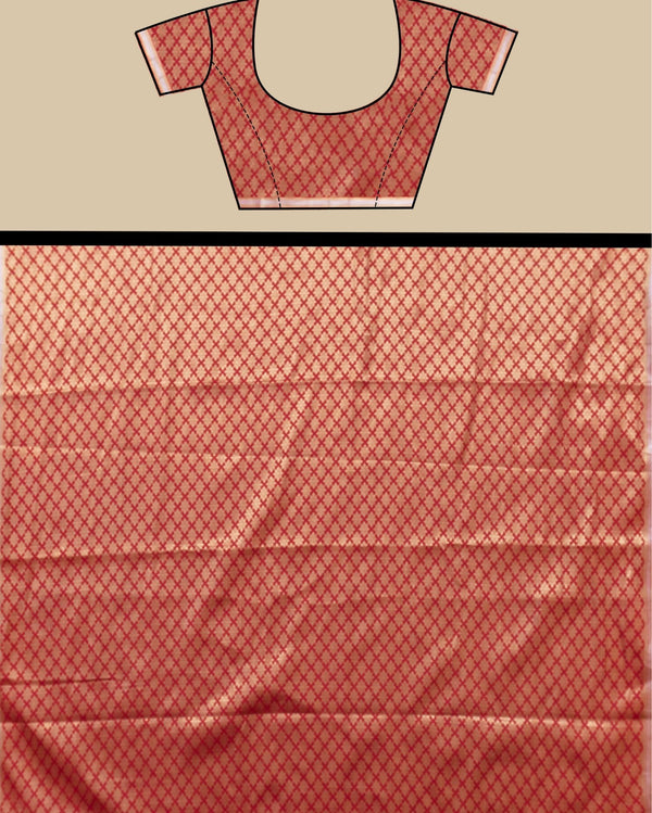 Indiehaat | Banarasi Brocade Raw Mango Silk Saree Red
