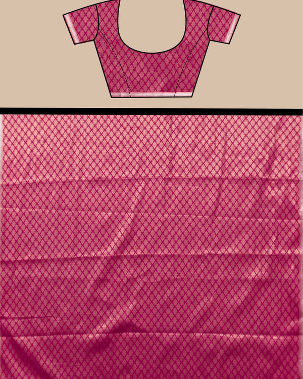 Indiehaat | Banarasi Brocade Raw Mango Silk Saree Pink
