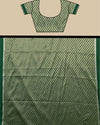 Indiehaat | Banarasi Brocade Raw Mango Silk Saree Green