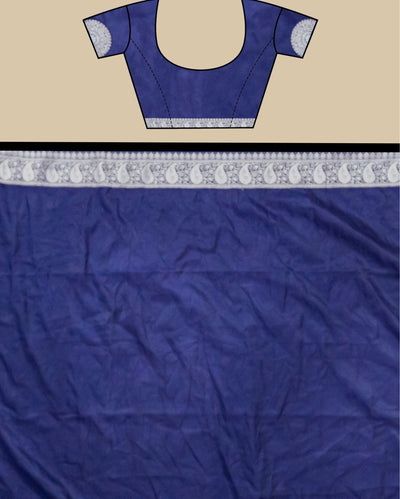 Indiehaat | Banarasi Brocade Raw Mango Silk Saree Violet