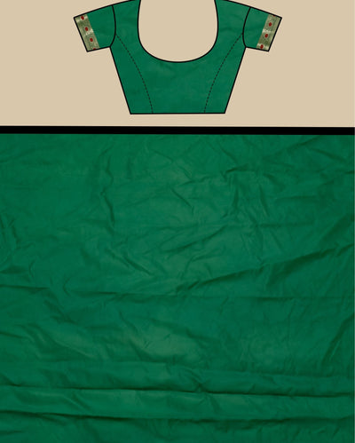 Indiehaat | Banarasi Brocade Raw Mango Silk Saree Green