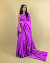 Indiehaat | Banarasi Brocade Raw Mango Silk Saree Purple