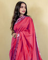 Indiehaat | Banarasi Brocade Raw Mango Silk Saree Red