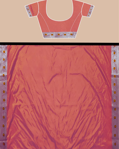 Indiehaat | Banarasi Brocade Raw Mango Silk Saree Orange