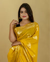 Indiehaat | Zari Banarasi Tissue Semi Silk Saree Yellow