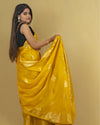 Indiehaat | Zari Banarasi Tissue Semi Silk Saree Yellow