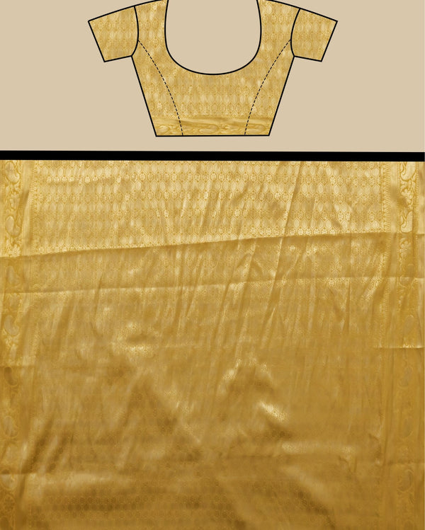 Indiehaat | Zari Banarasi Tissue Semi Silk Saree Yellow