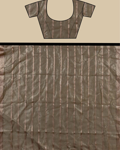 Indiehaat | Zari Banarasi Tissue Semi Silk Saree Black