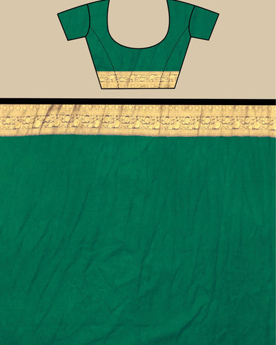 Indiehaat | Zari Banarasi Tissue Semi Silk Saree Green