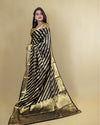Indiehaat | Zari Banarasi Tissue Semi Silk Saree Black