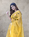 Indiehaat | Zari Banarasi Tissue Semi Silk Saree Yellow