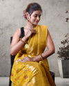 Indiehaat | Zari Banarasi Tissue Semi Silk Saree Yellow