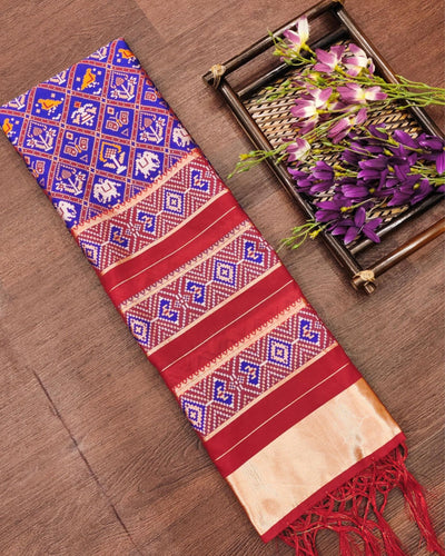 Indiehaat | Banarasi Lichi Silk Patola Dupatta Purple