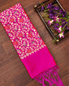 Indiehaat | Banarasi Lichi Silk Brocade Dupatta Pink