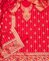 Indiehaat | Banarasi Cotton Thread Work Suit Red