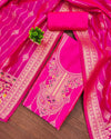 Indiehaat | Banarasi Cotton Thread Work Suit Pink