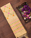 Indiehaat | Banarasi Lichi Silk Brocade Dupatta Beige