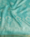 Indiehaat | Katan Silk Block Print Blue Saree
