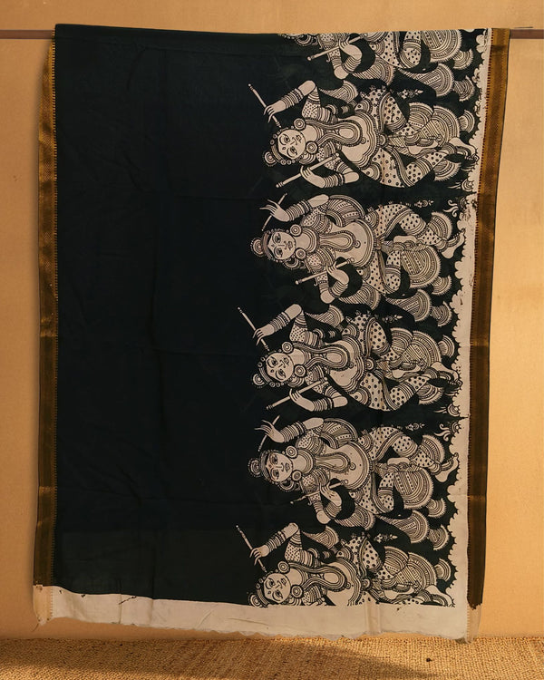 Indiehaat |Bangalori Handpainted Black Dupatta